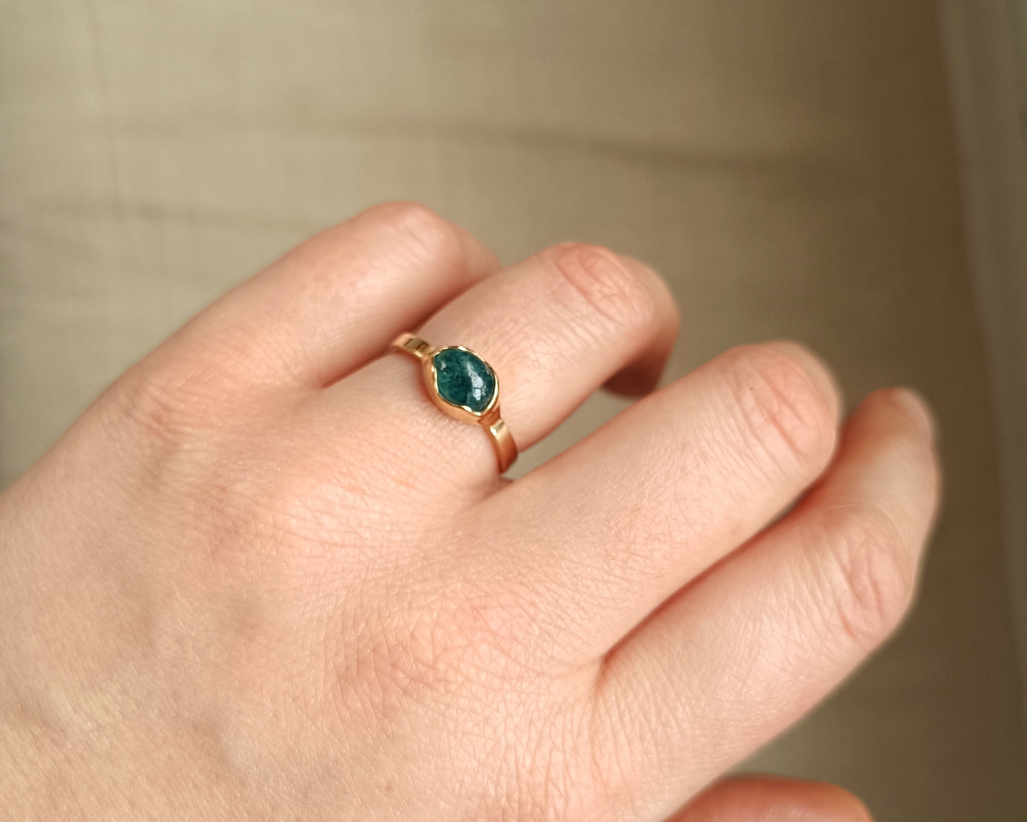 Indicolite Tourmaline & Gold Organic Ring