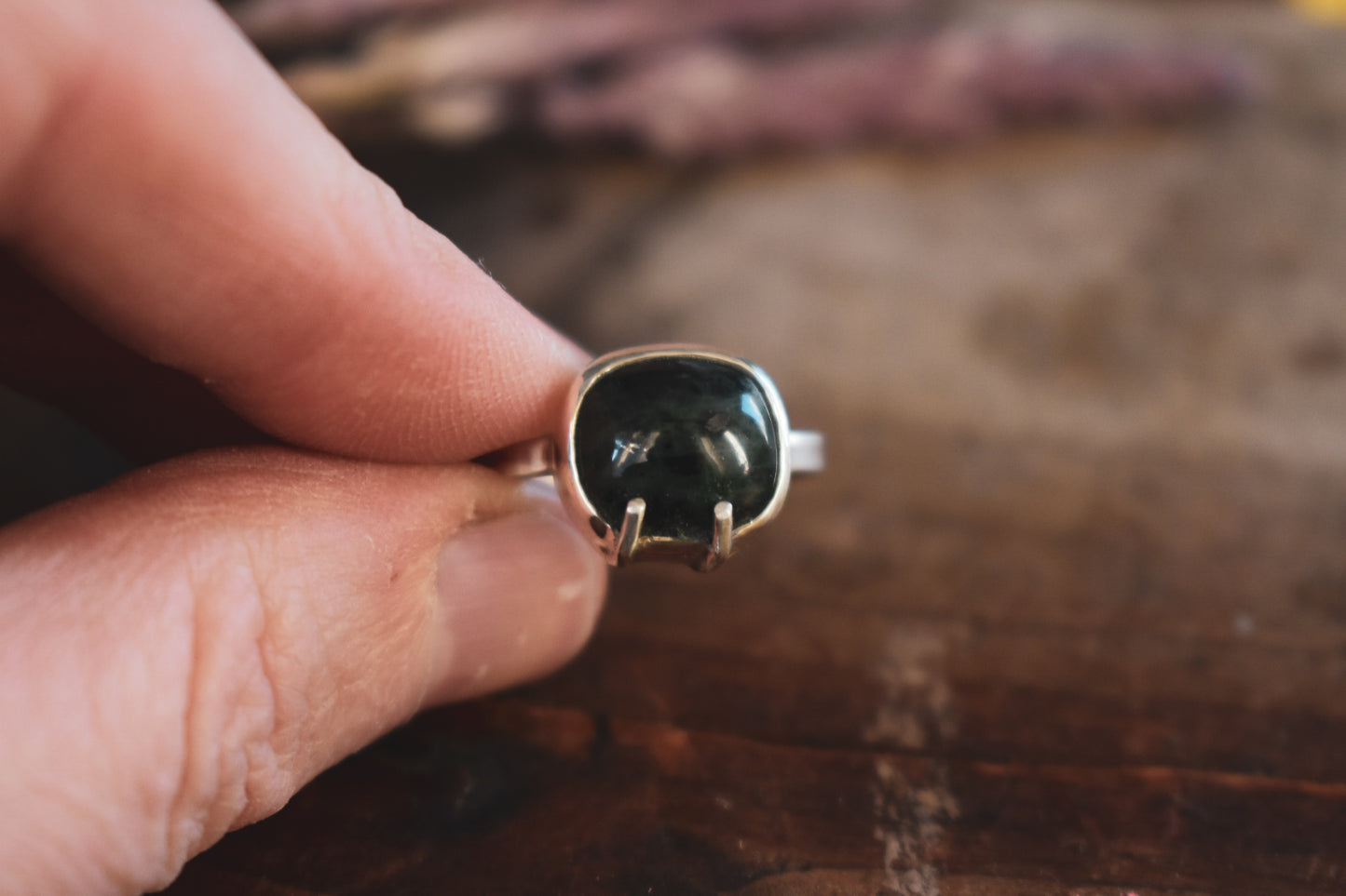 Dark green Jade Rings