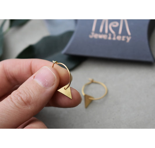 Gold triangle hoops, 3 sizes