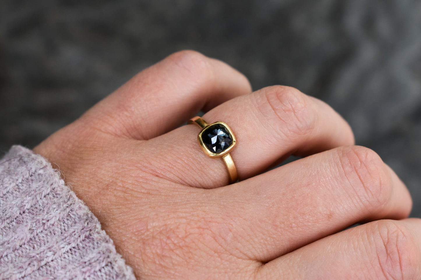 Black Cushion Diamond Ring