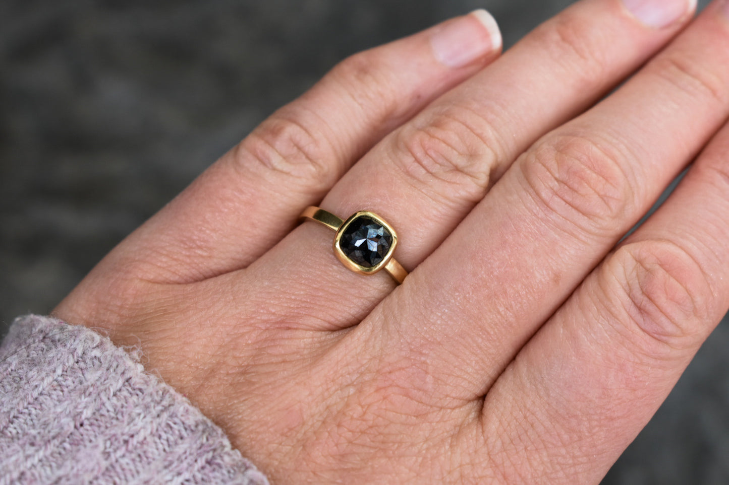 Black Cushion Diamond Ring