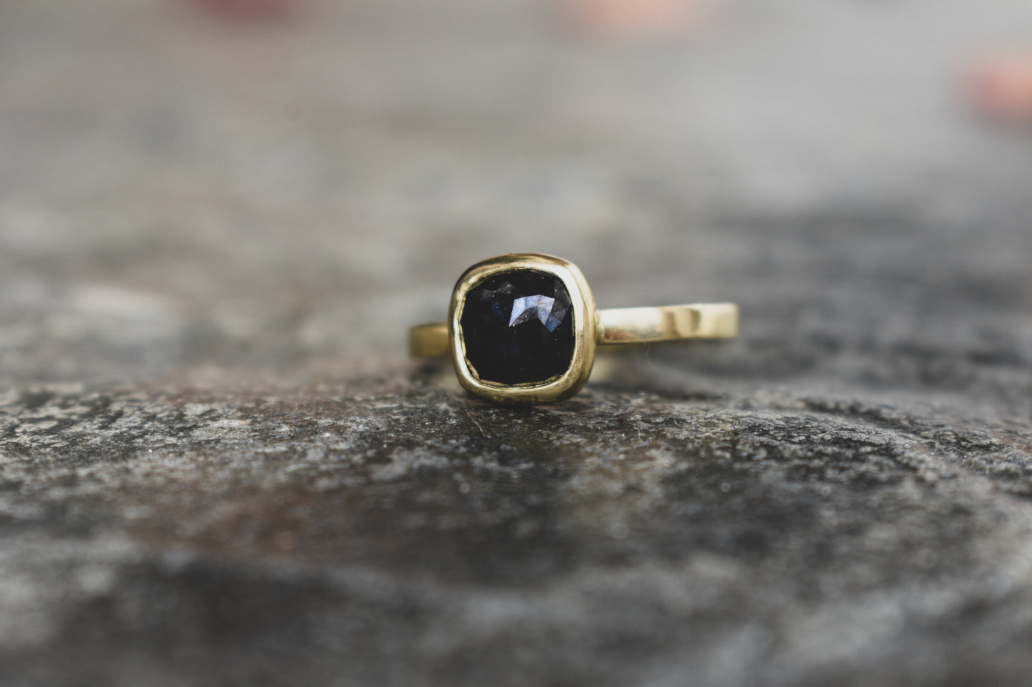 Black Cushion Diamond Ring