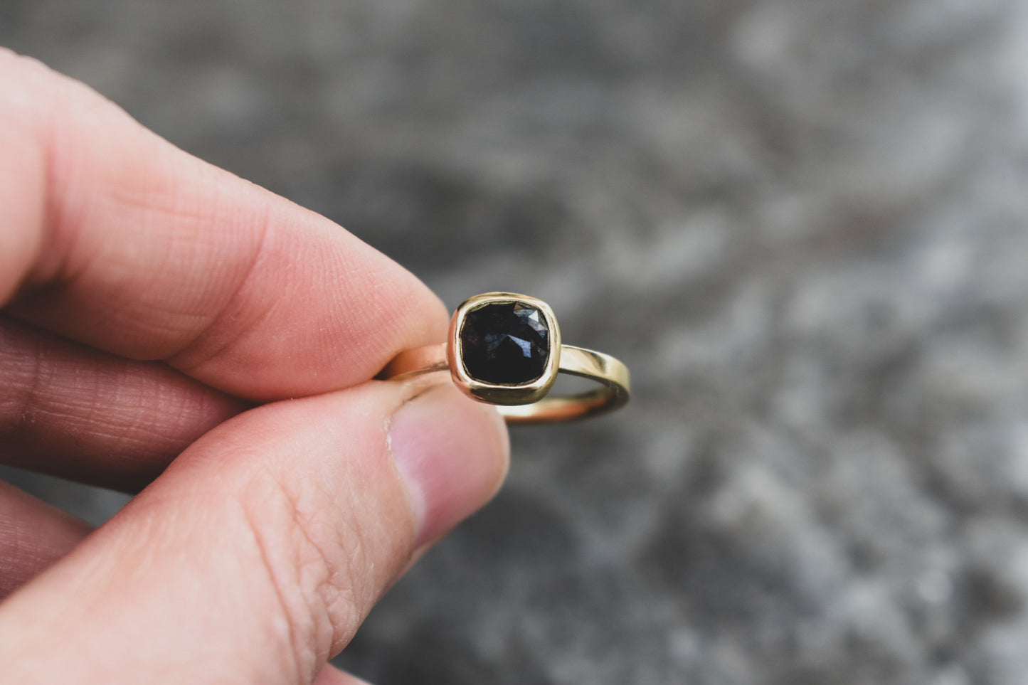 Black Cushion Diamond Ring
