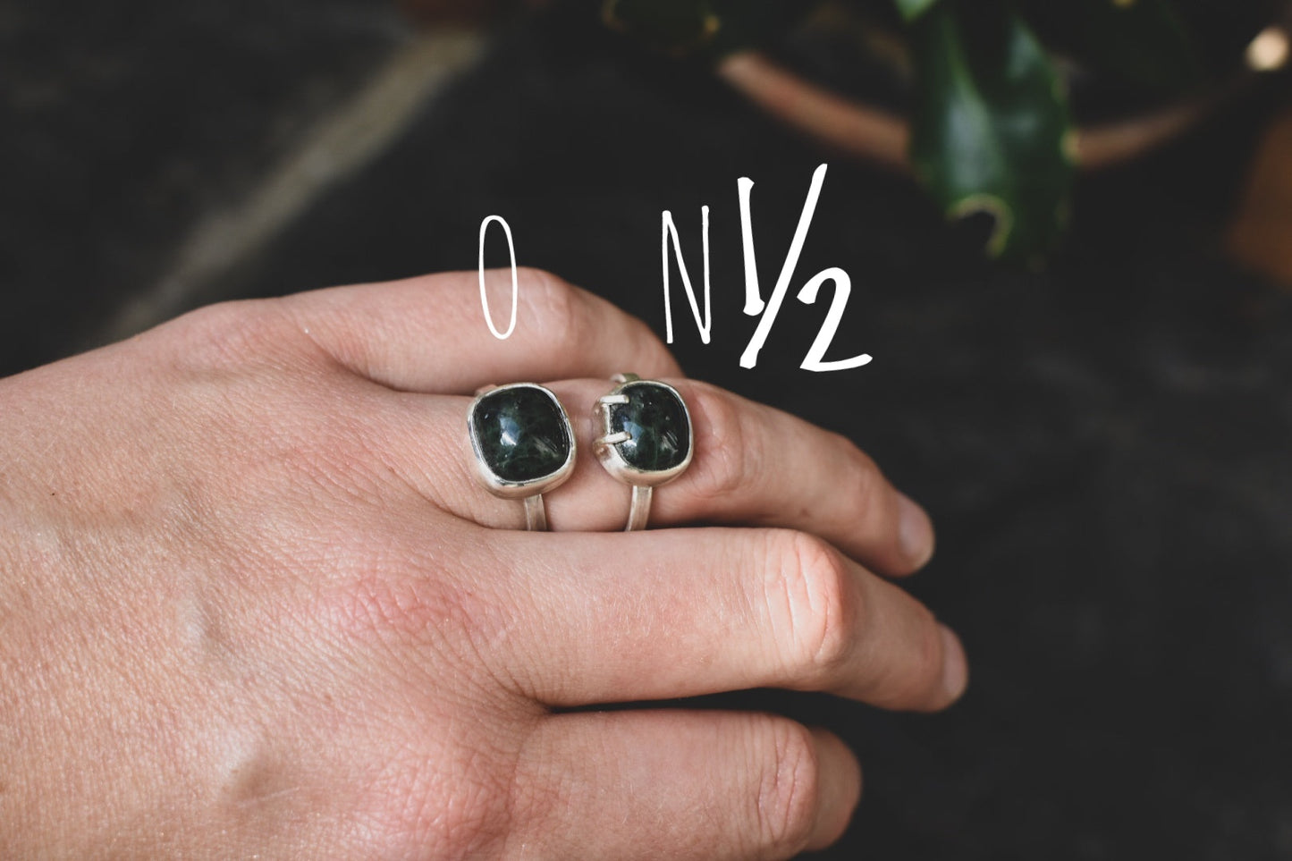 Dark green Jade Rings