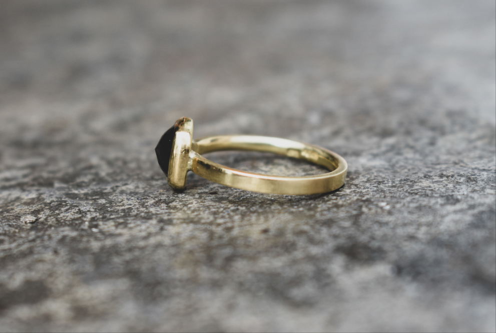 Black Cushion Diamond Ring