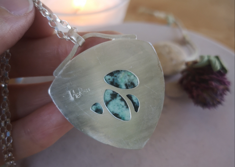 Opalised Wood Triangular Pendant