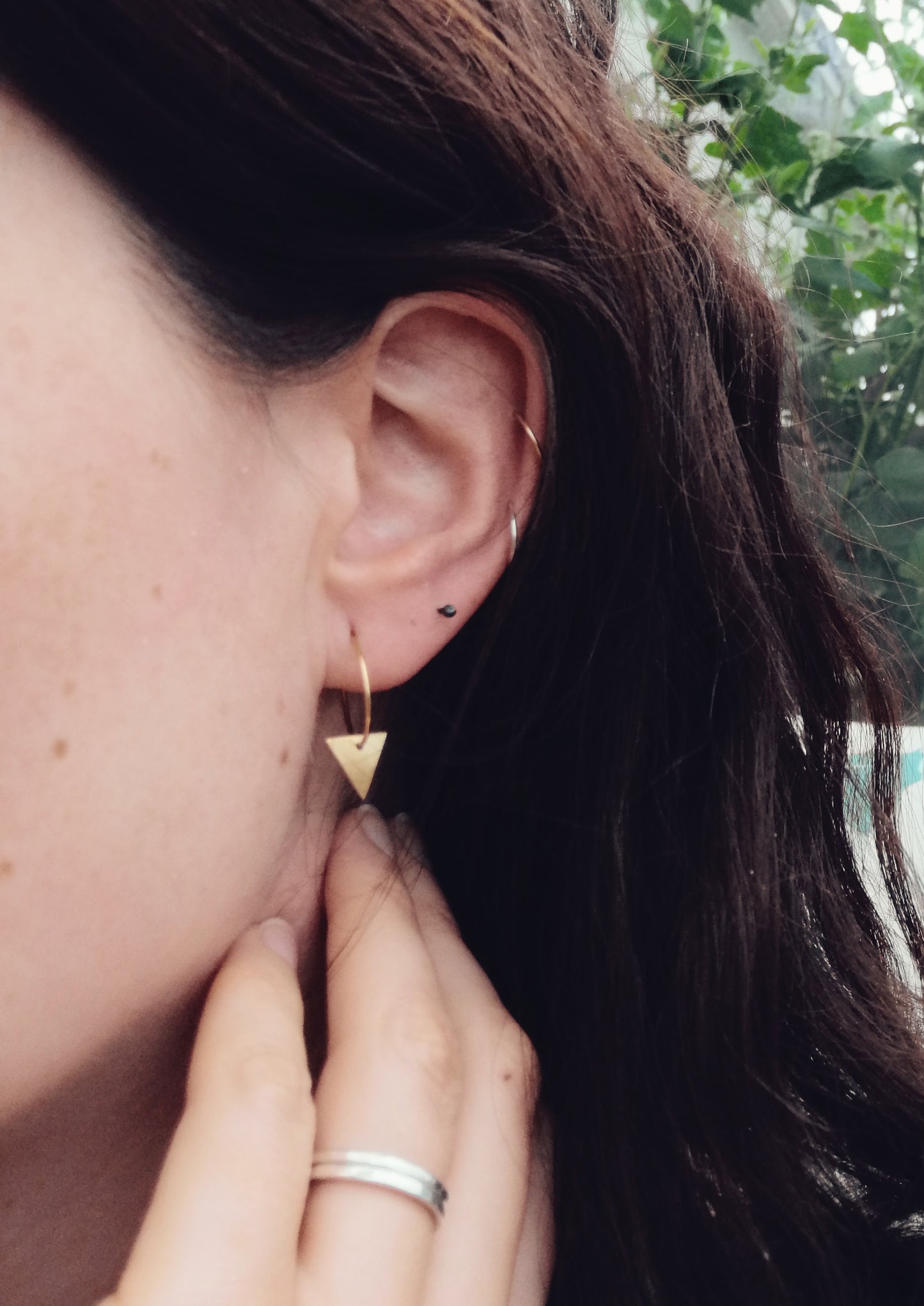 Gold triangle hoops, 3 sizes