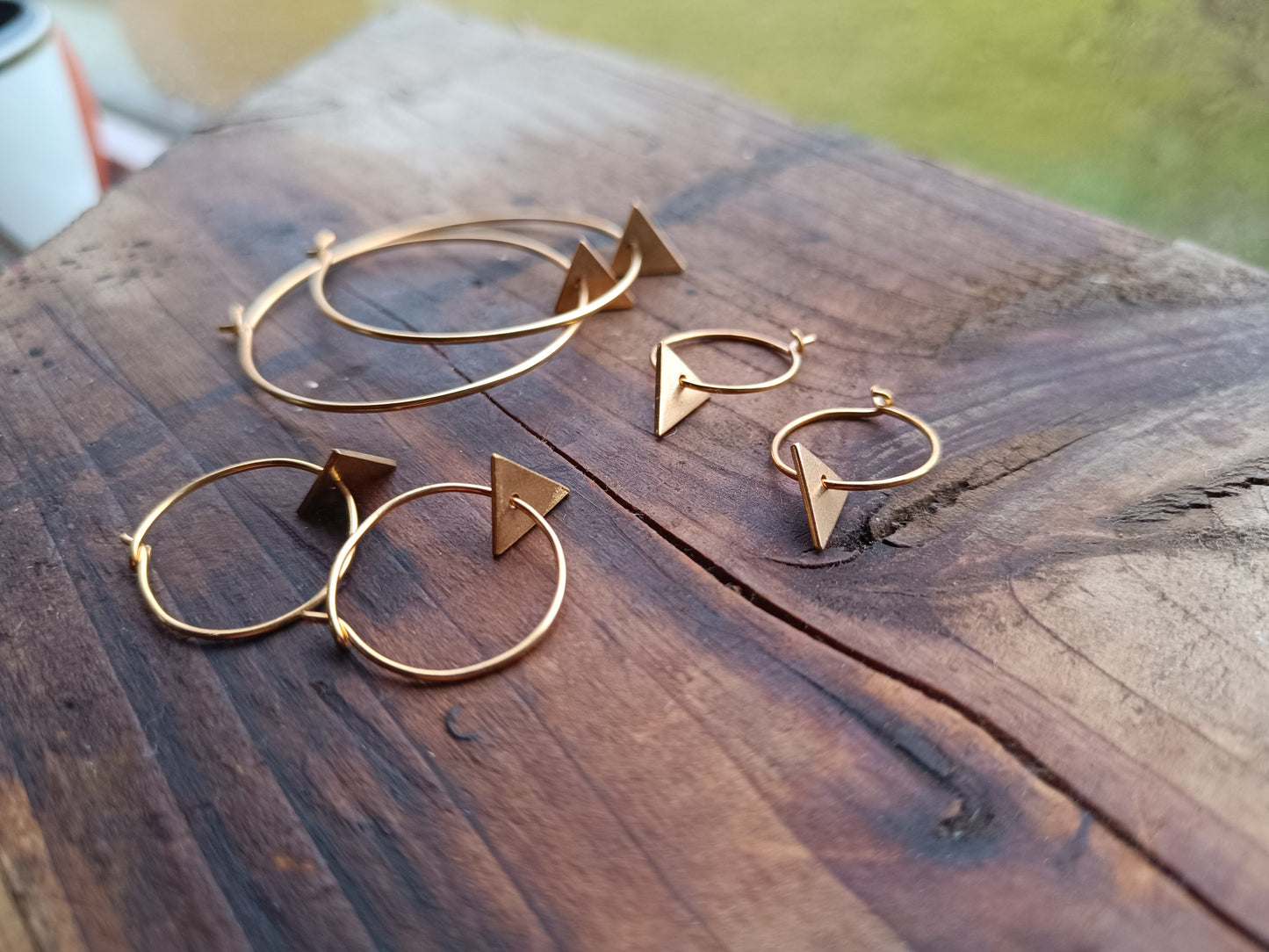Gold triangle hoops, 3 sizes