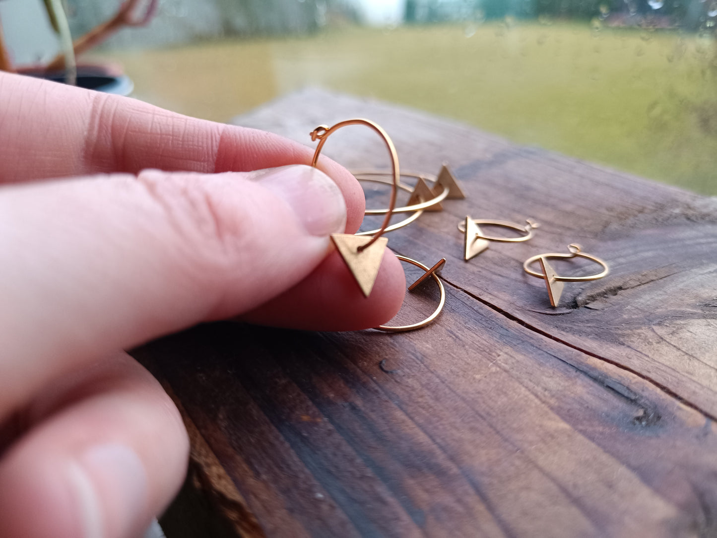 Gold triangle hoops, 3 sizes