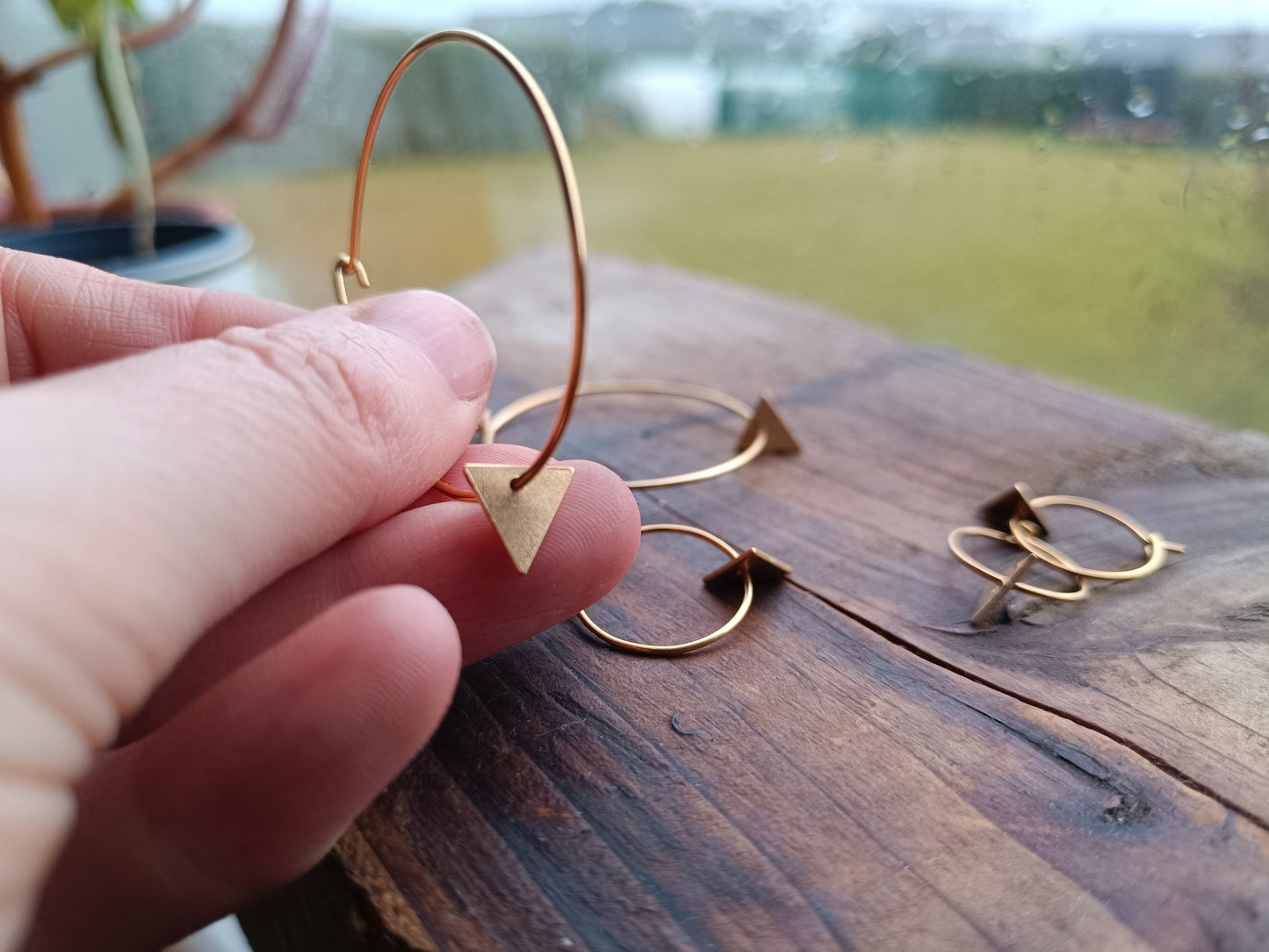 Gold triangle hoops, 3 sizes