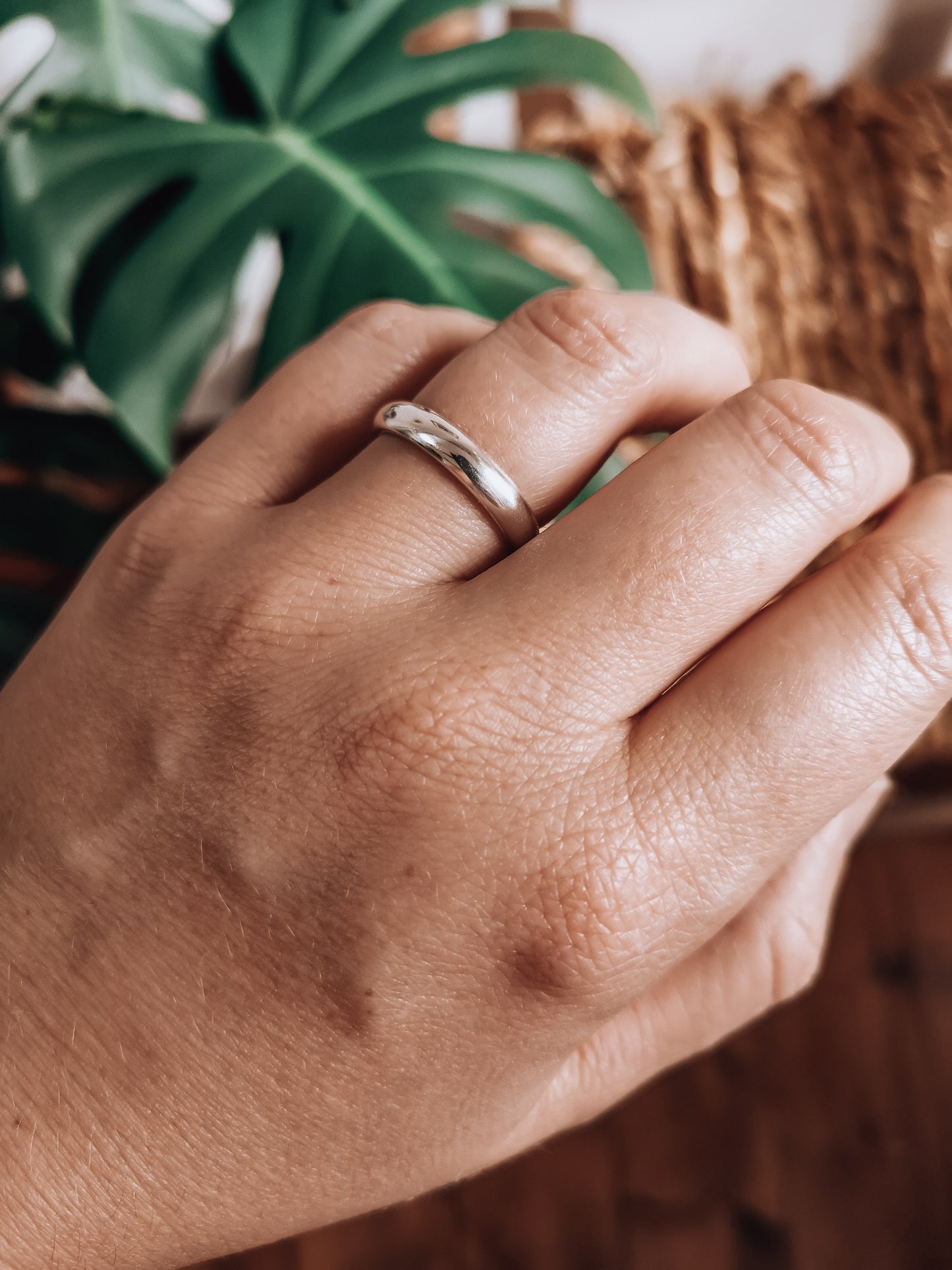 Chunky Silver D-shaped Ring