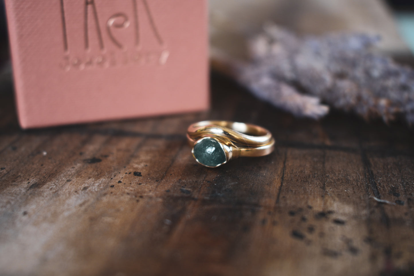 Indicolite Tourmaline & Gold Organic Ring