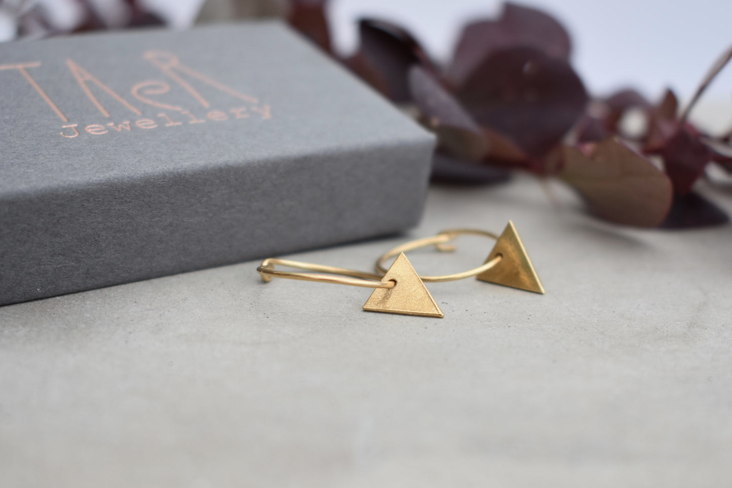 Gold triangle hoops, 3 sizes