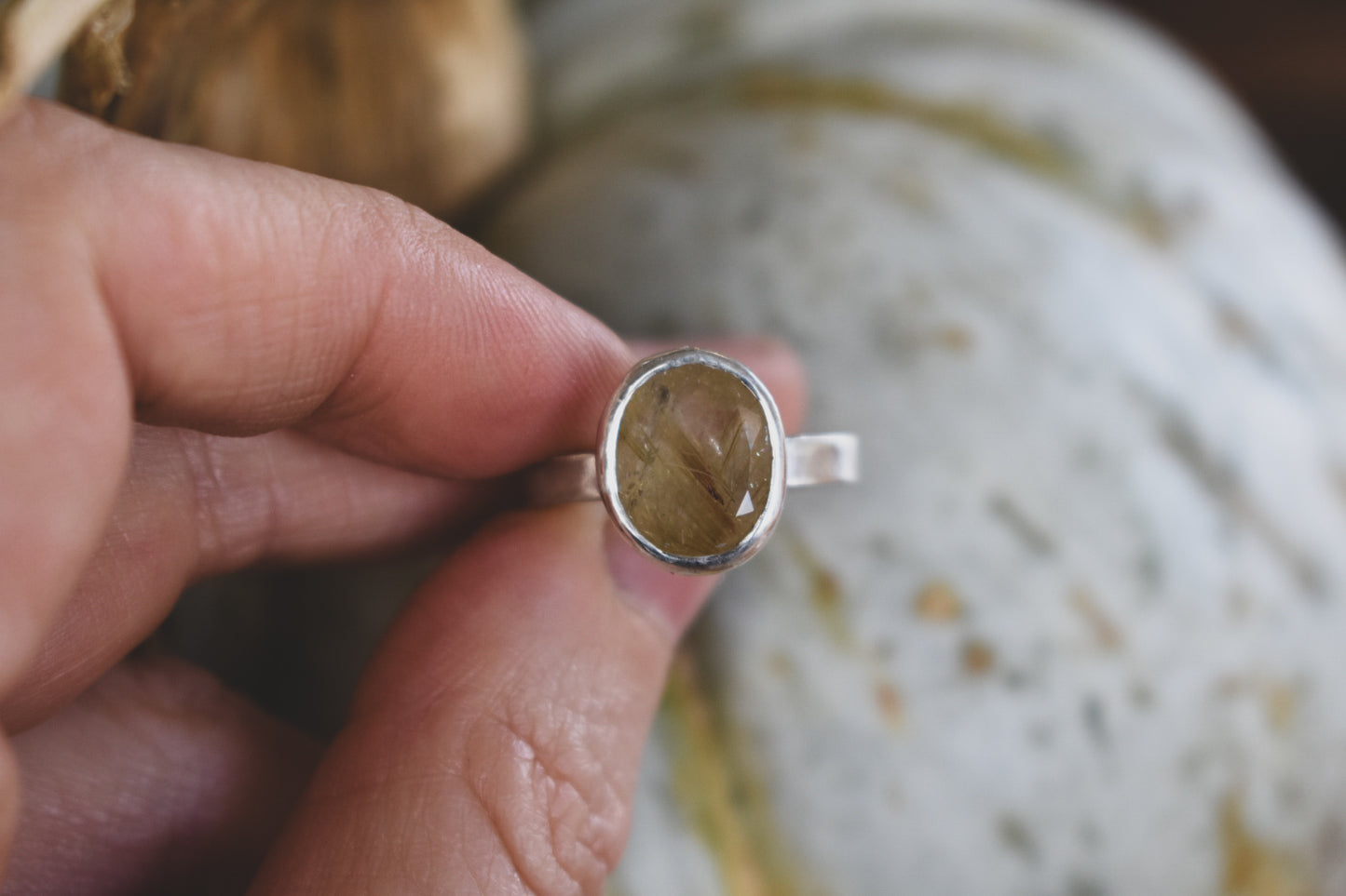 Golden Leaves Quartz Ring