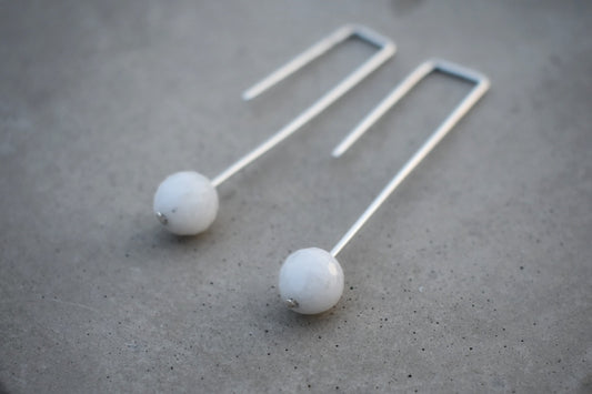 Drop moonstone earrings, simple wedding irish jewellery