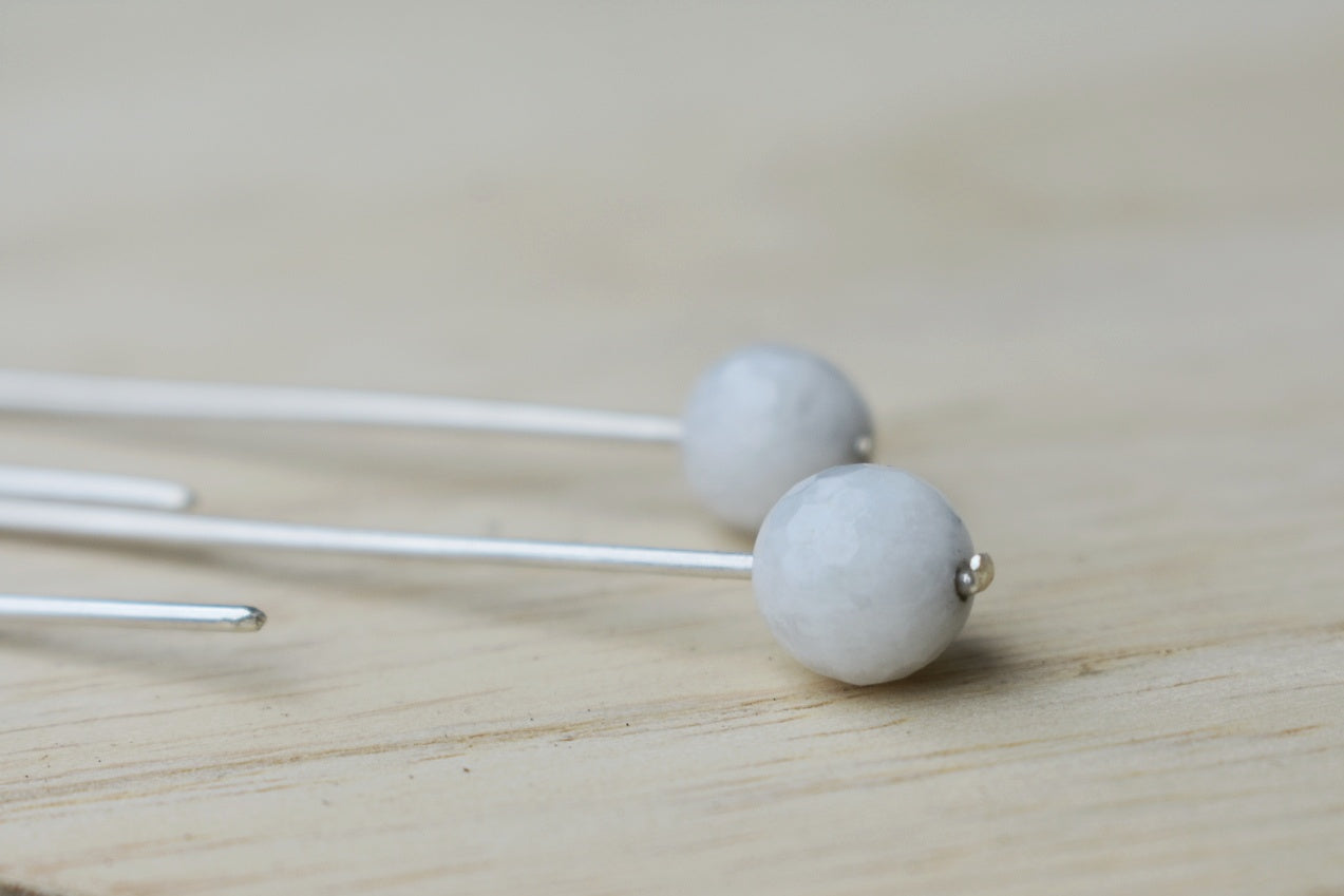 White Moonstone Angular Drop Earrings