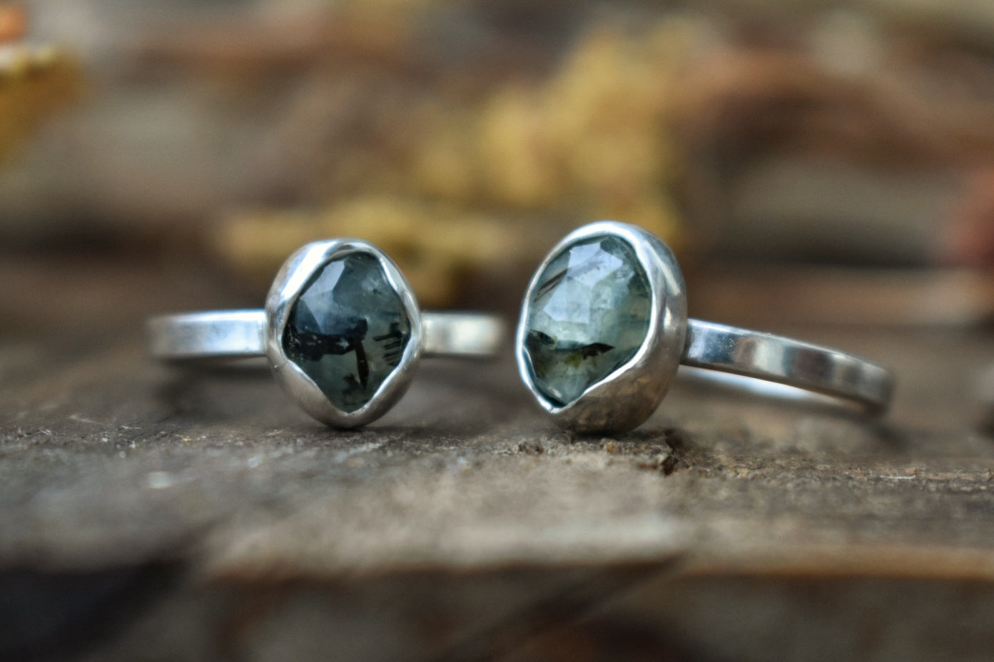 Tourmalated Prehnite & Eco Silver Ring
