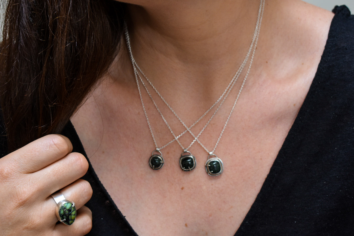 Deep Green Jade Pendants
