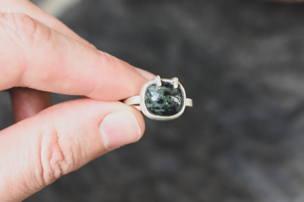Dark green Jade Rings