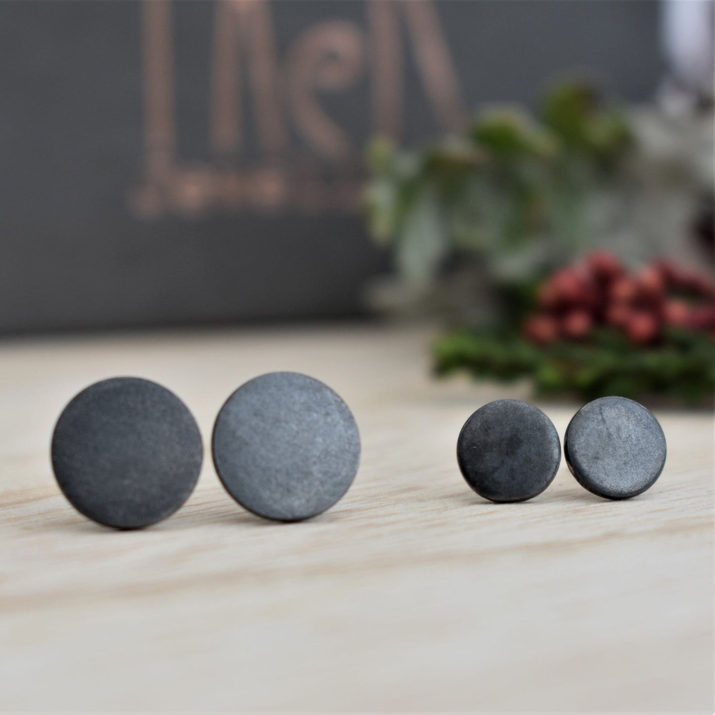 Frosted Stud Earrings in Black