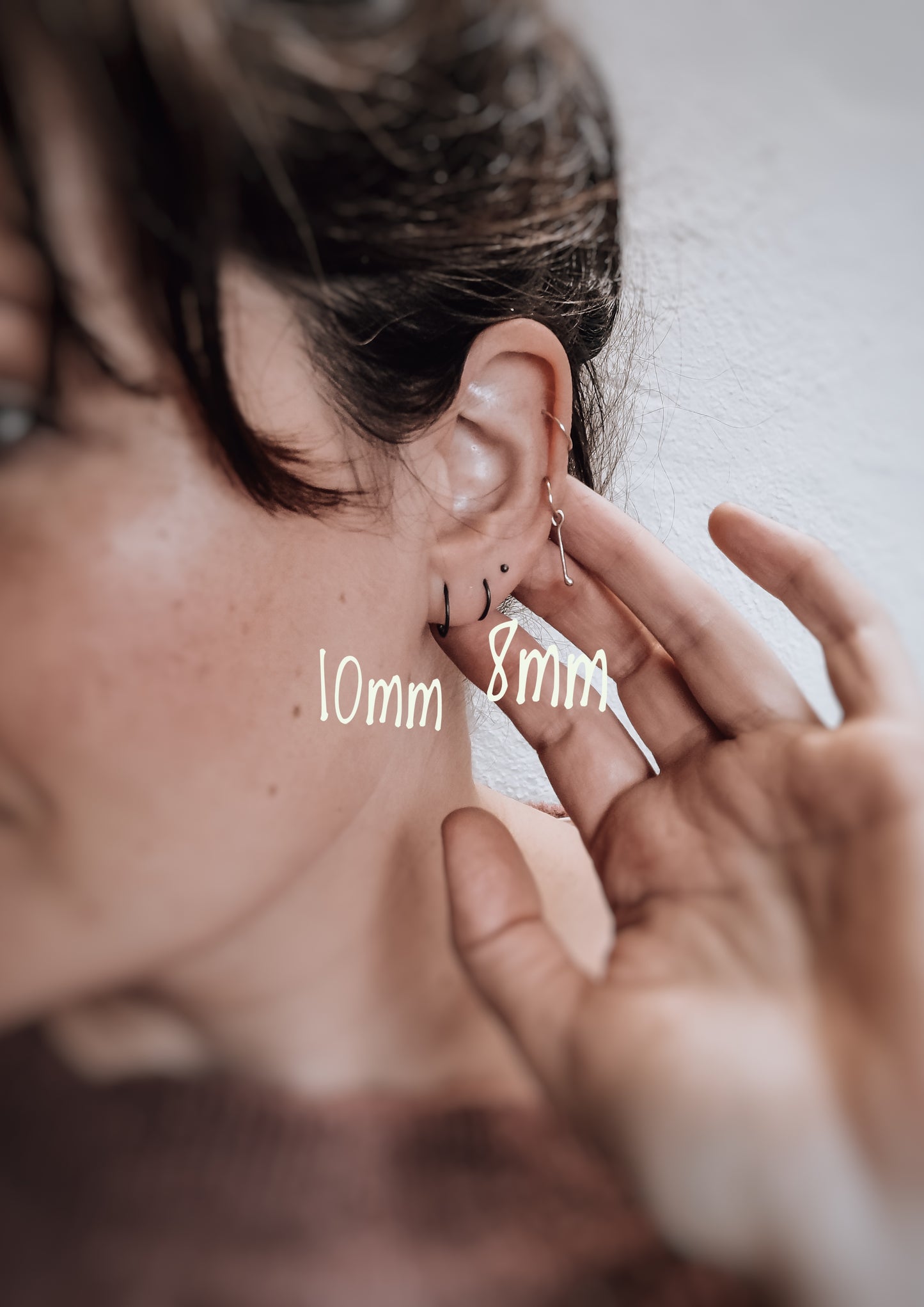 Ear Hugs, silver & black