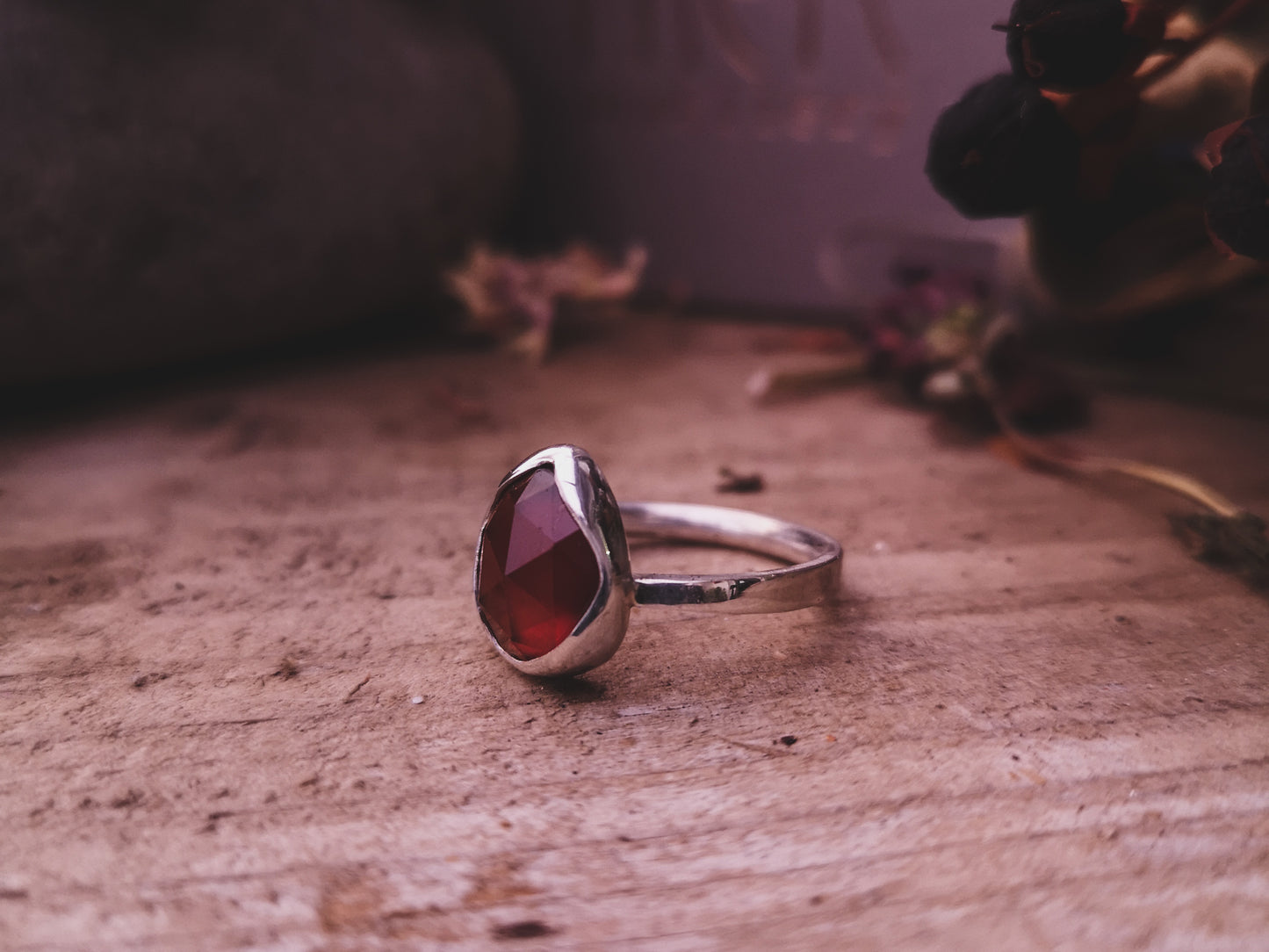 "Autumn Leaves" Silver & Garnet Rings