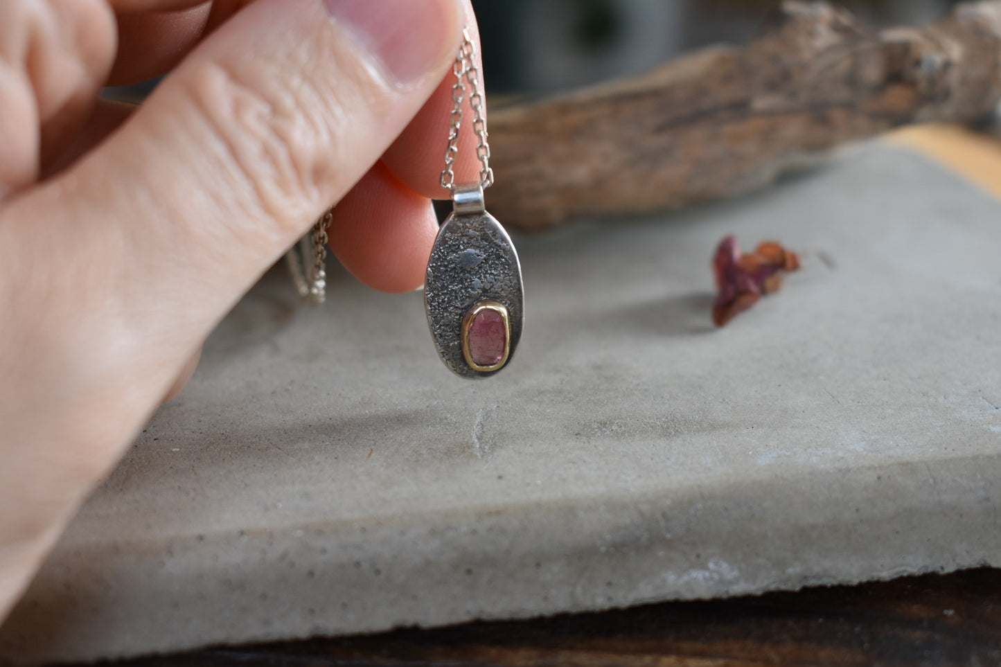 Pink on the Rocks, Tourmaline Pendants