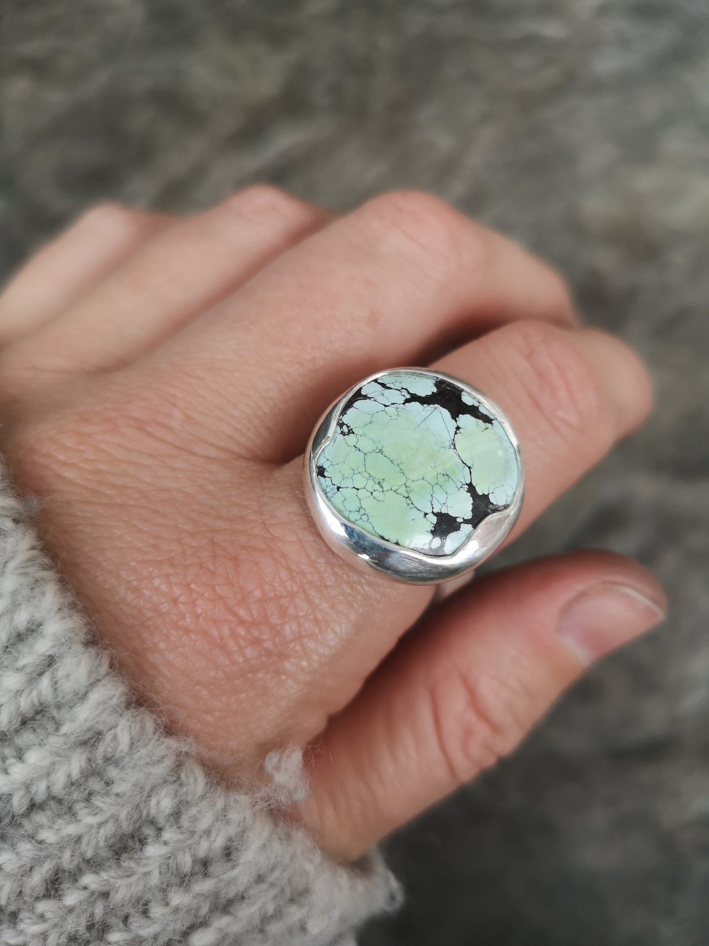Minty blue-green 'Giraffe' Turquoise Statment Ring