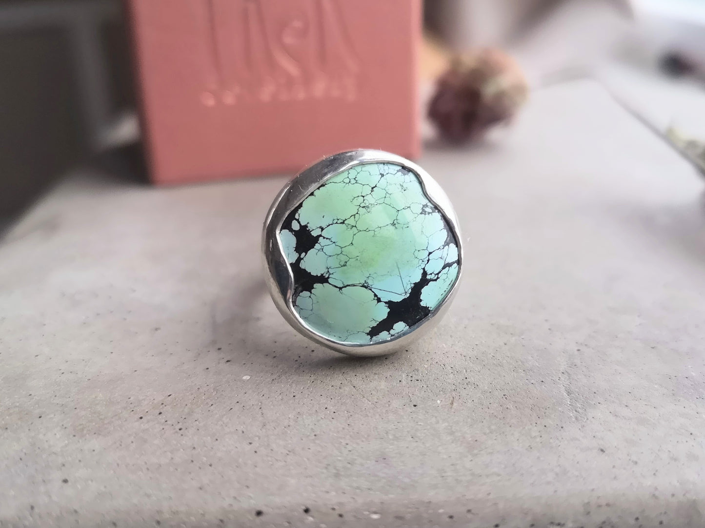 Minty blue-green 'Giraffe' Turquoise Statment Ring
