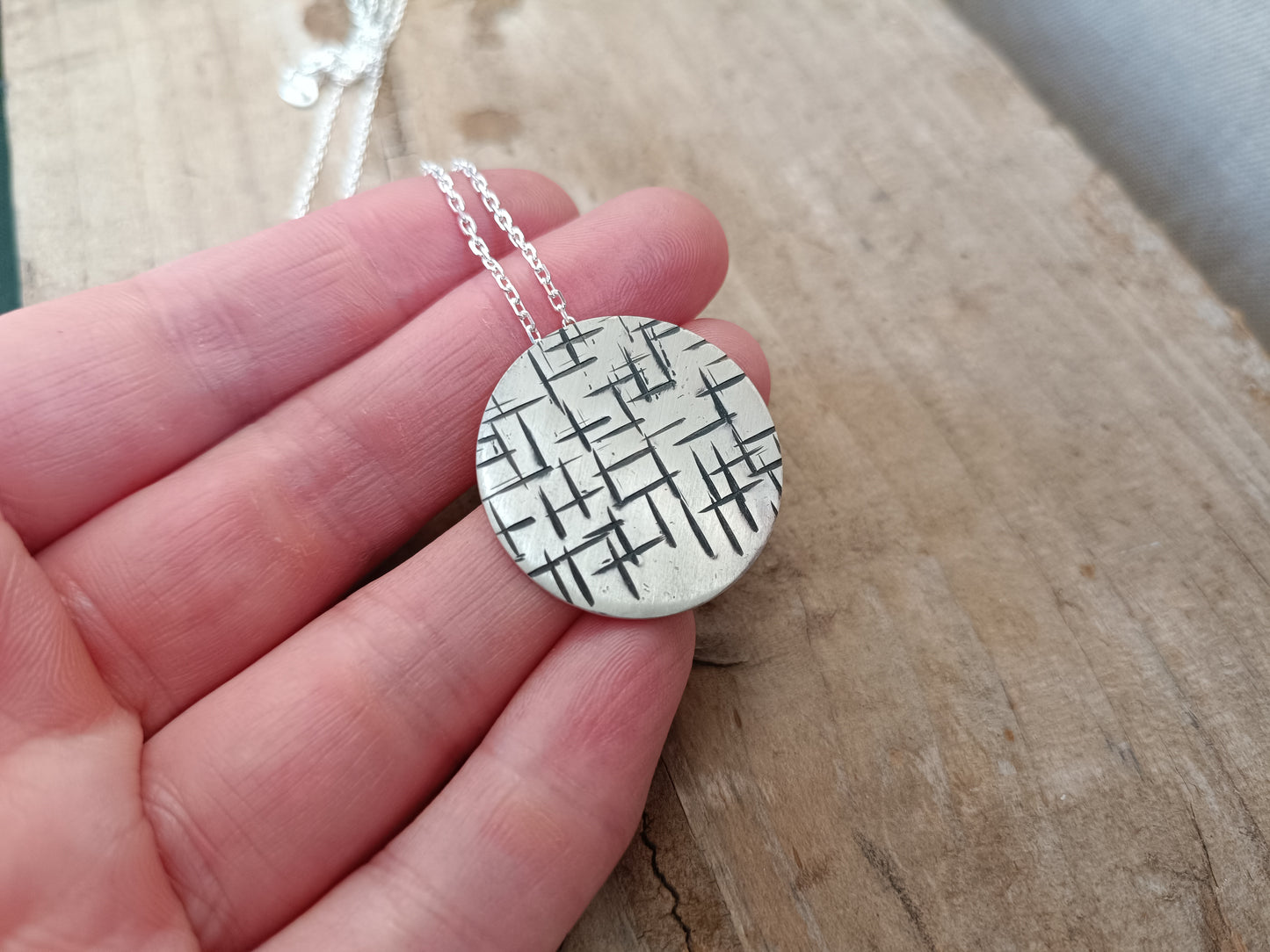 A Maze In Round on Long Silver Chain