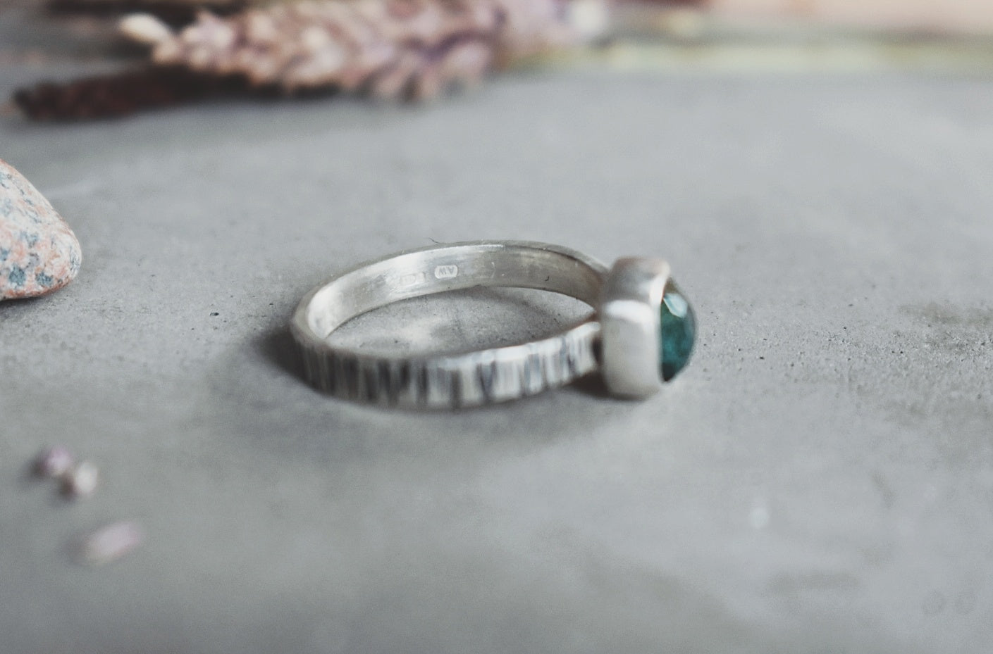 Bright Teal Asymmetrical Tourmaline Ring