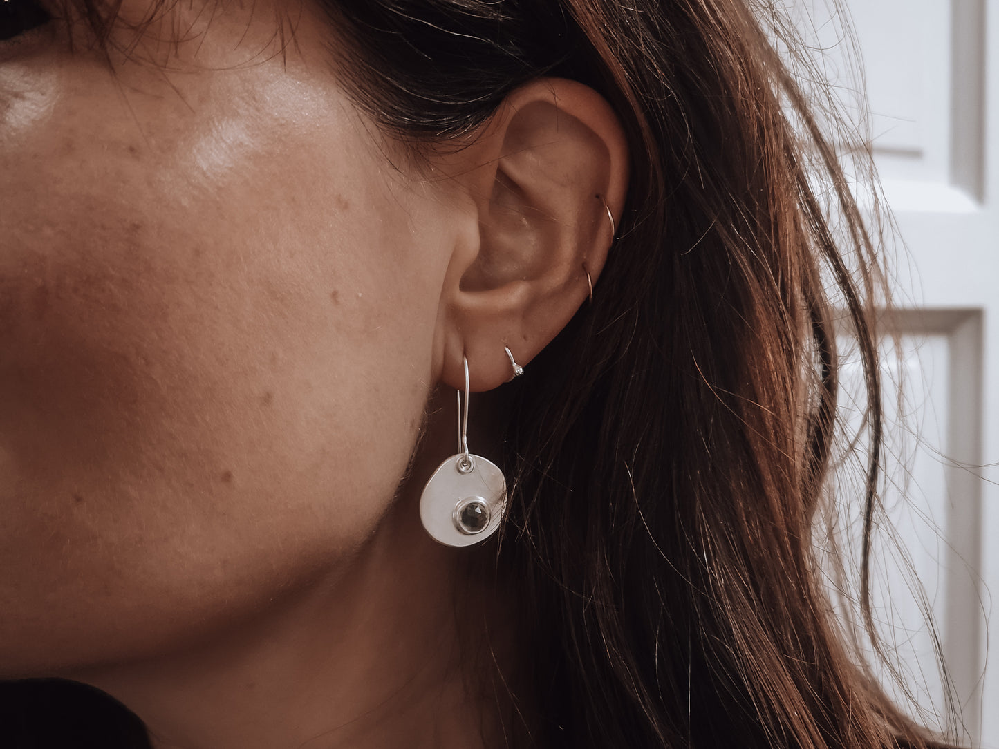 Asymmetric Drop Earrings Prehnite