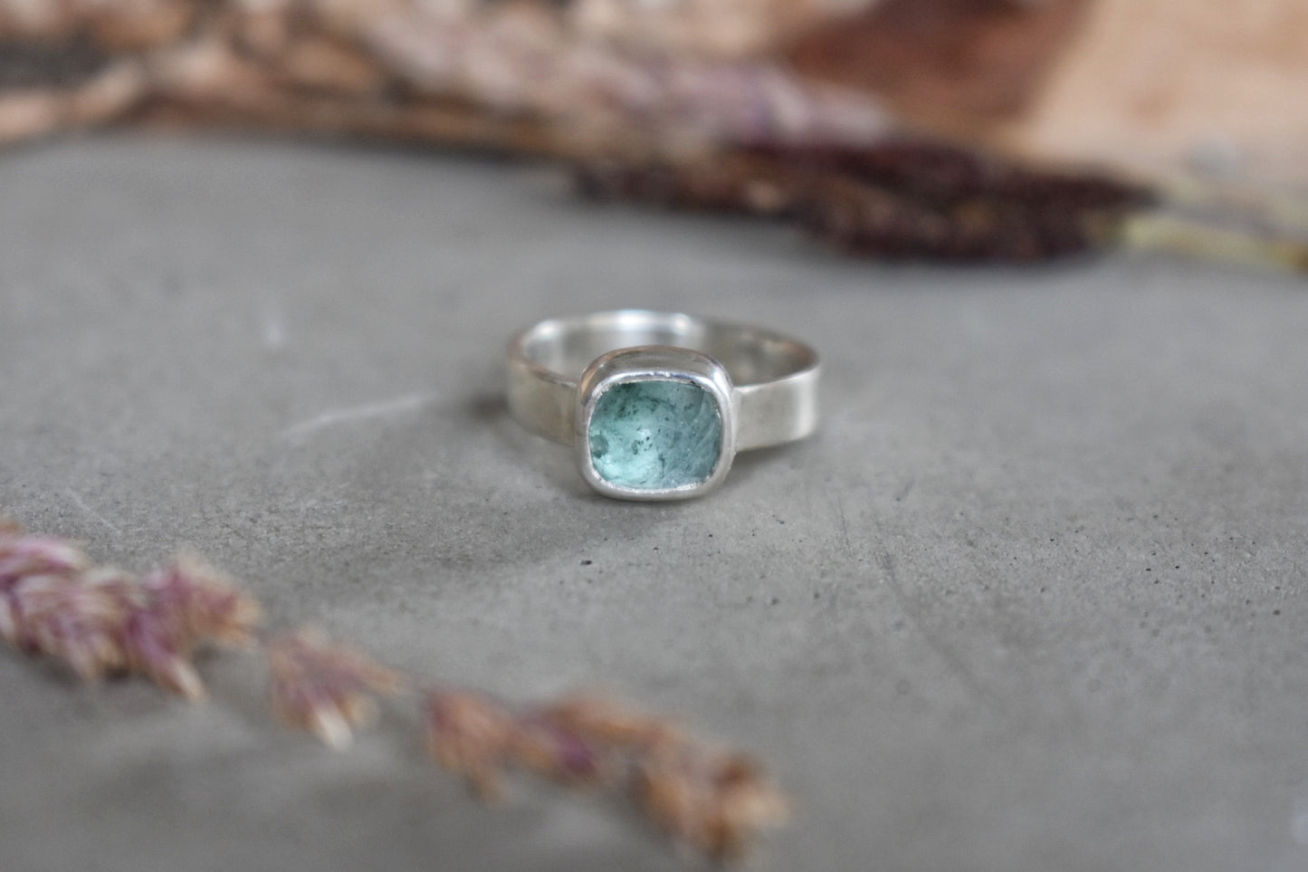 Icy Blue Cushion Tourmaline Ring