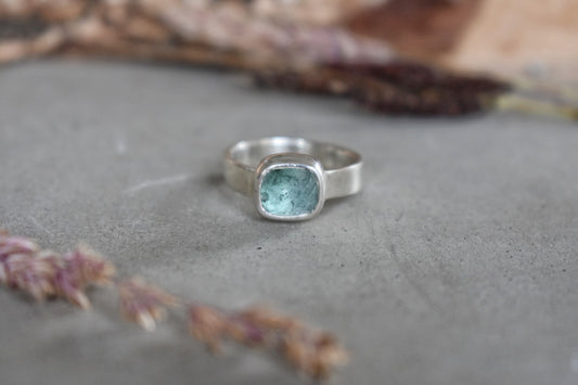 Icy Blue Cushion Tourmaline Ring