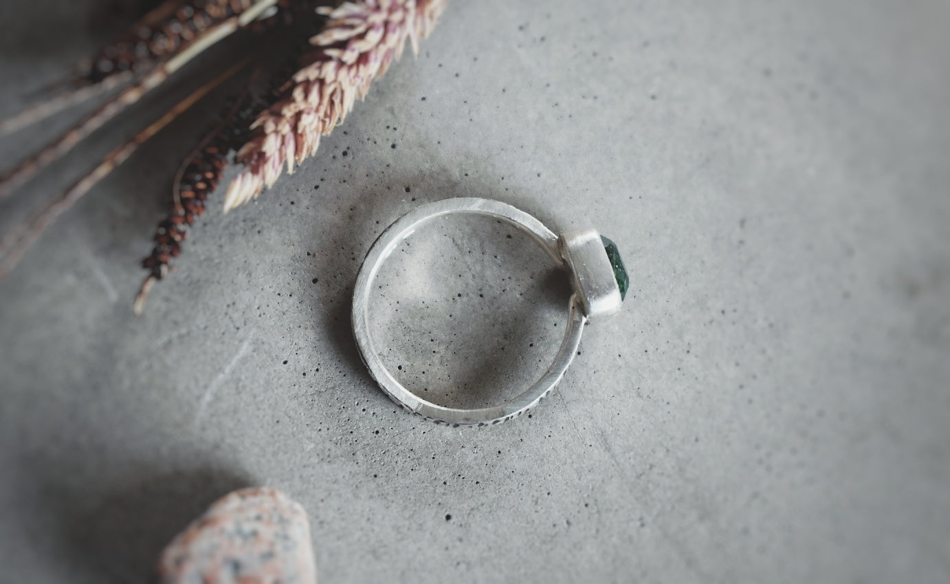 Bright Teal Asymmetrical Tourmaline Ring