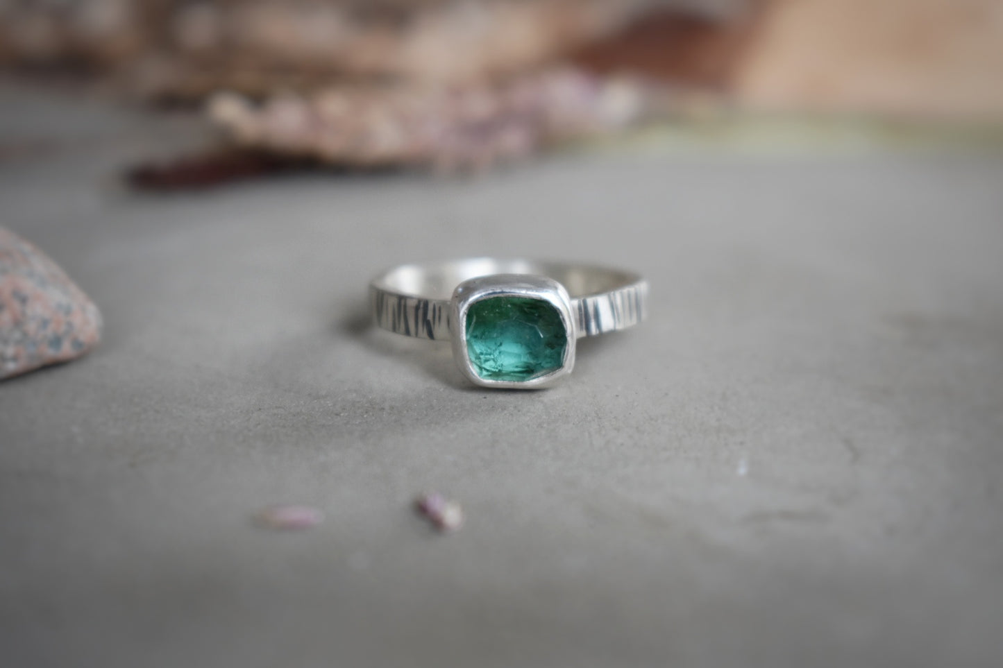 Bright Teal Asymmetrical Tourmaline Ring