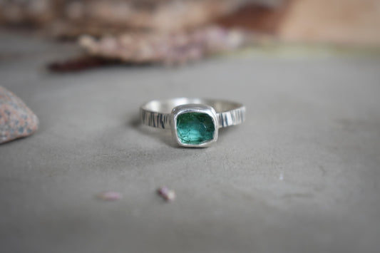 Bright Teal Asymmetrical Tourmaline Ring