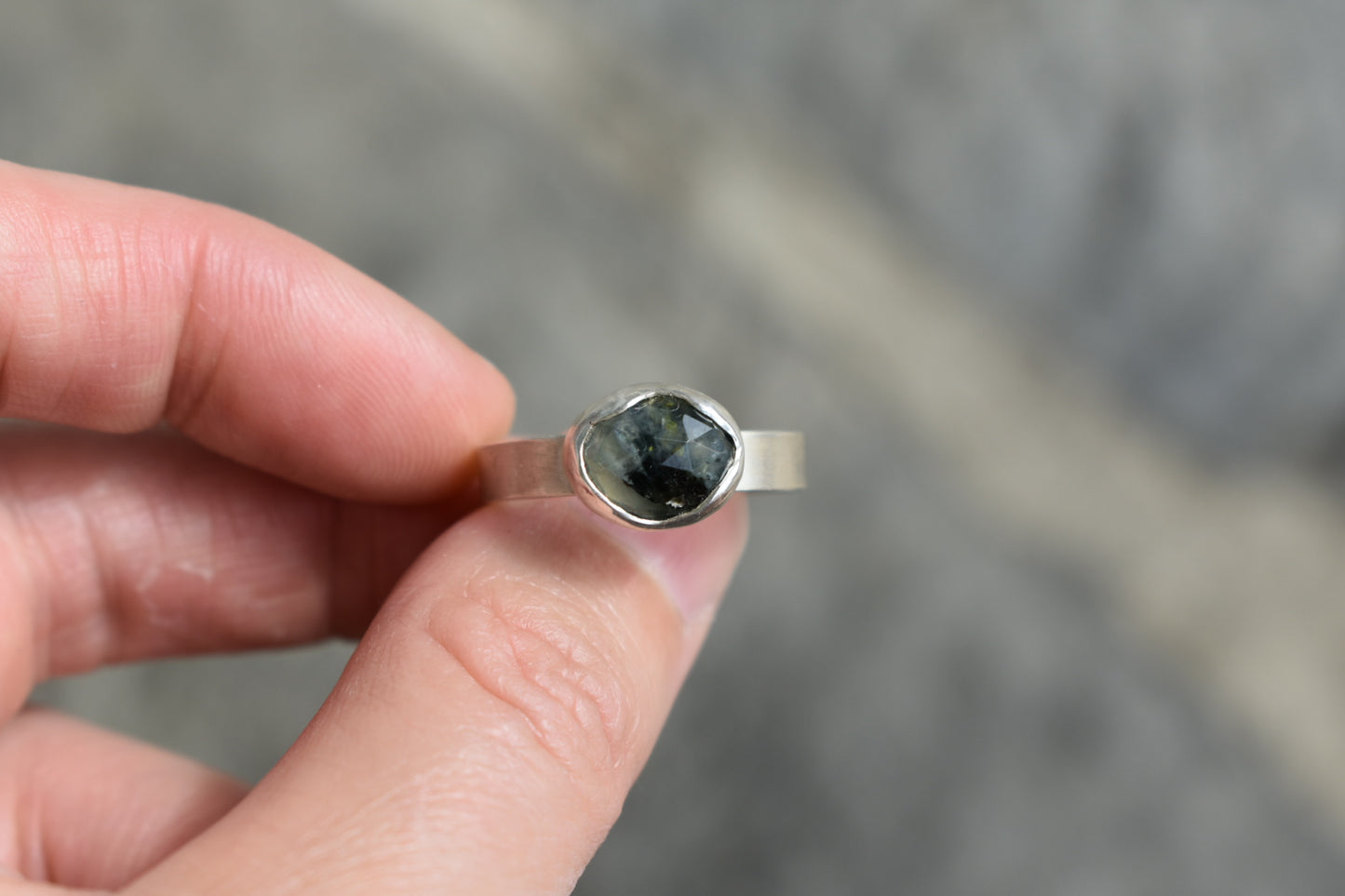 Organic Tourmalated Prehnite Ring