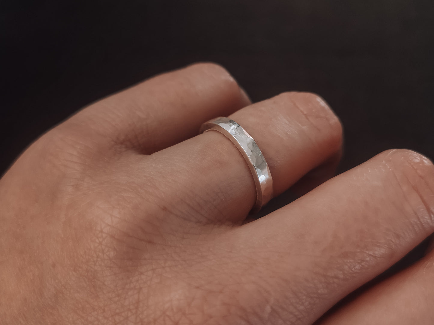 Hammered 3mm Industrial Ring