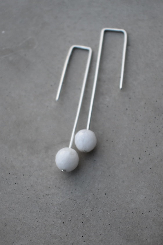 Moonstone drop earrings, simple wedding style, made in ireland
