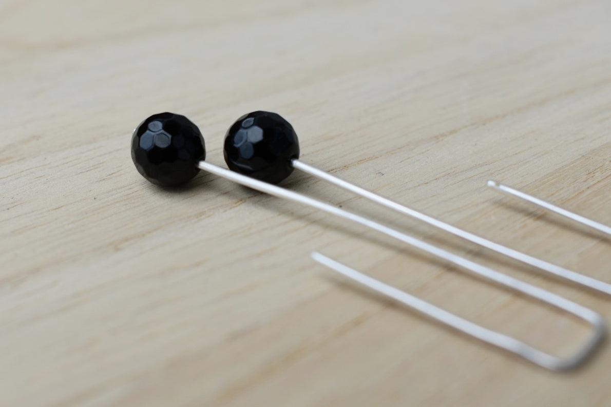 Black Agate Onyx Faceted Reversable Drop Earrings