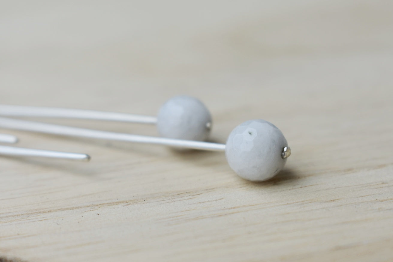 White Moonstone Angular Drop Earrings