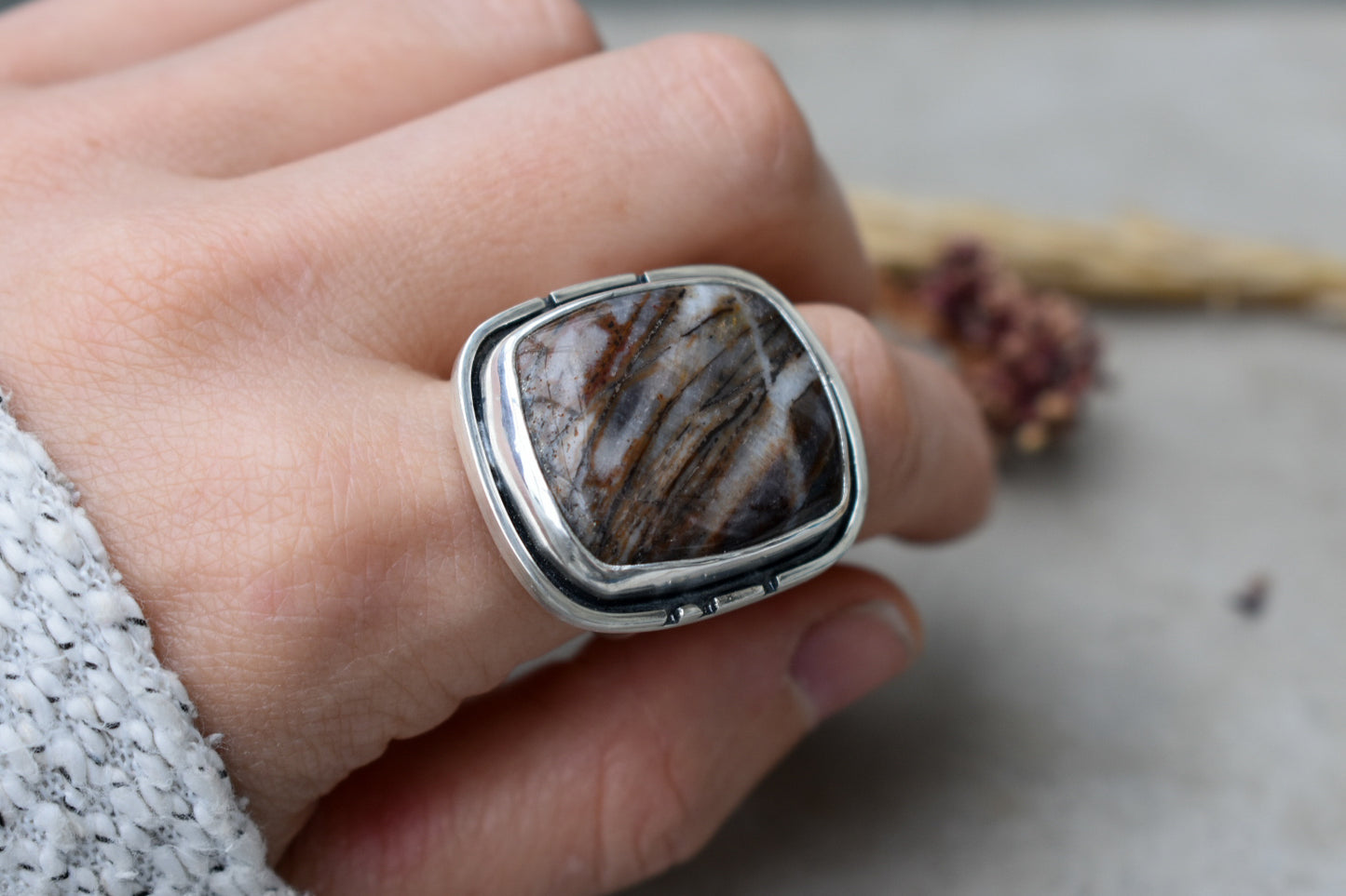 Picasso Jasper Rectangle Statement Ring