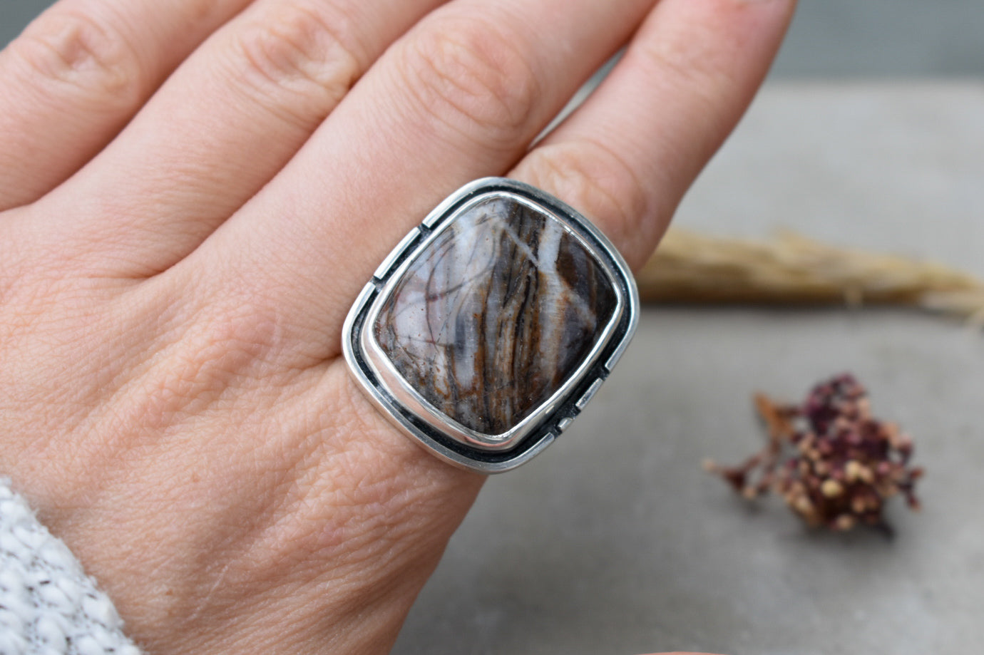 Picasso Jasper Rectangle Statement Ring