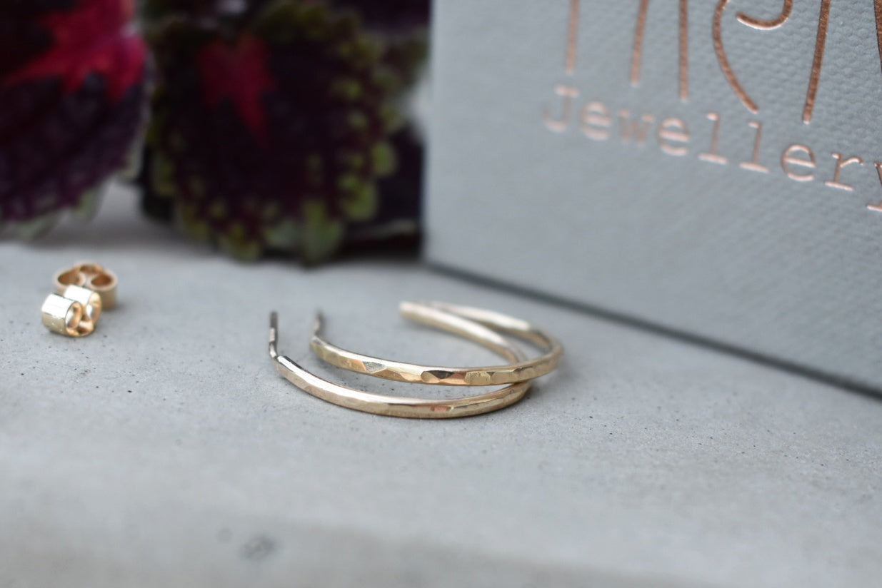 Gold Hammered Hoops