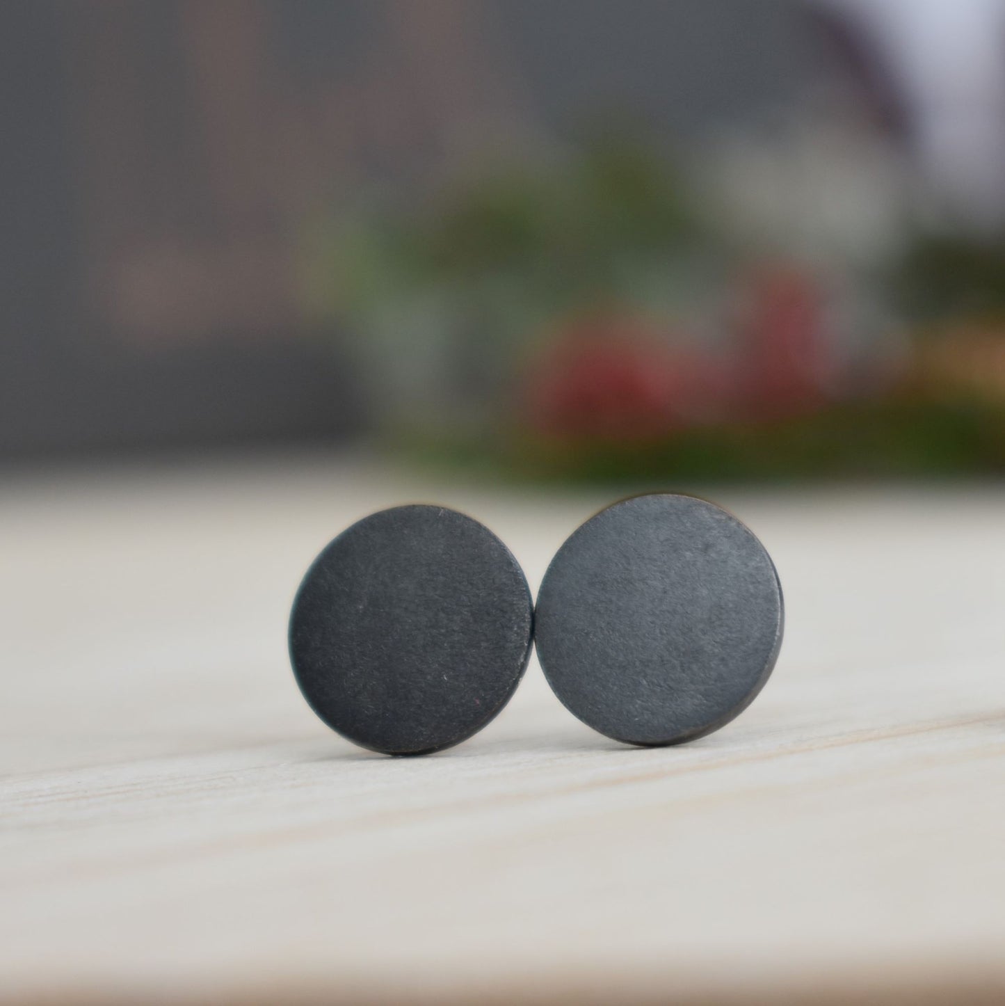 Frosted Stud Earrings in Black