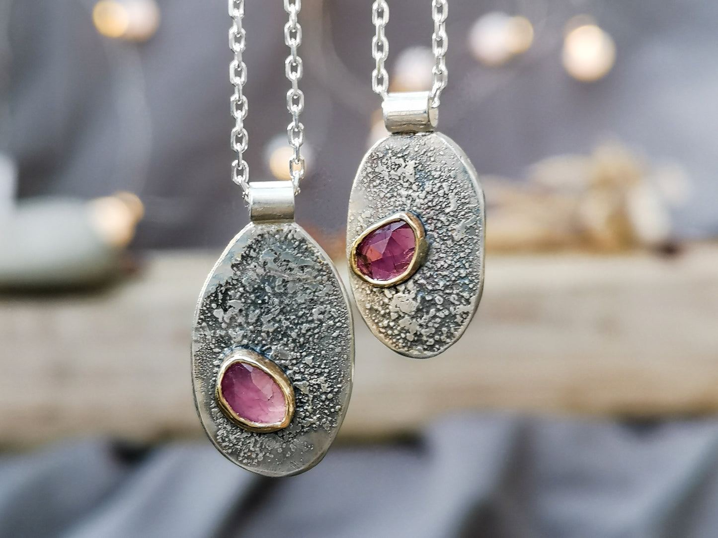 Pink on the Rocks, Tourmaline Pendants