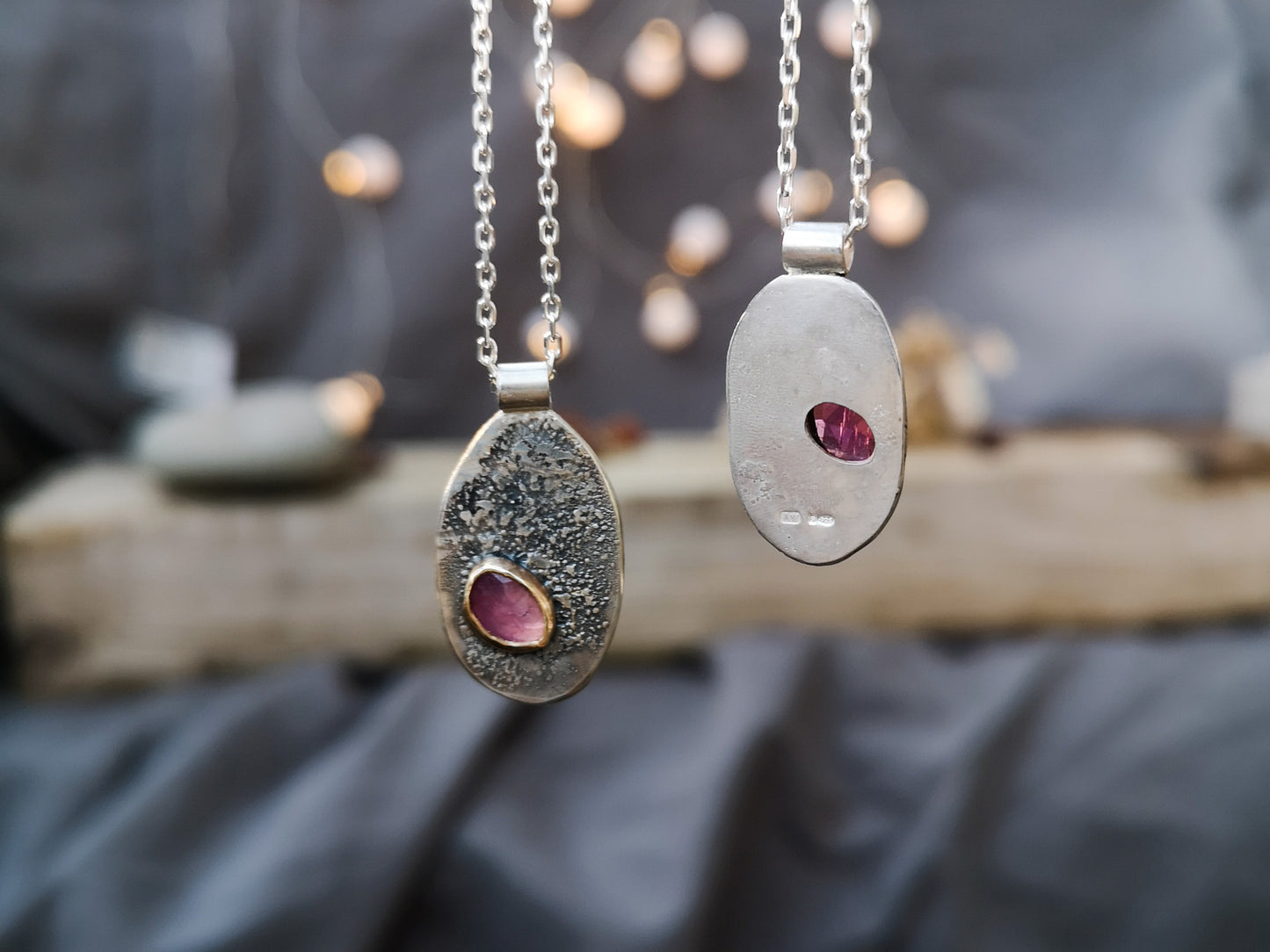 Pink on the Rocks, Tourmaline Pendants