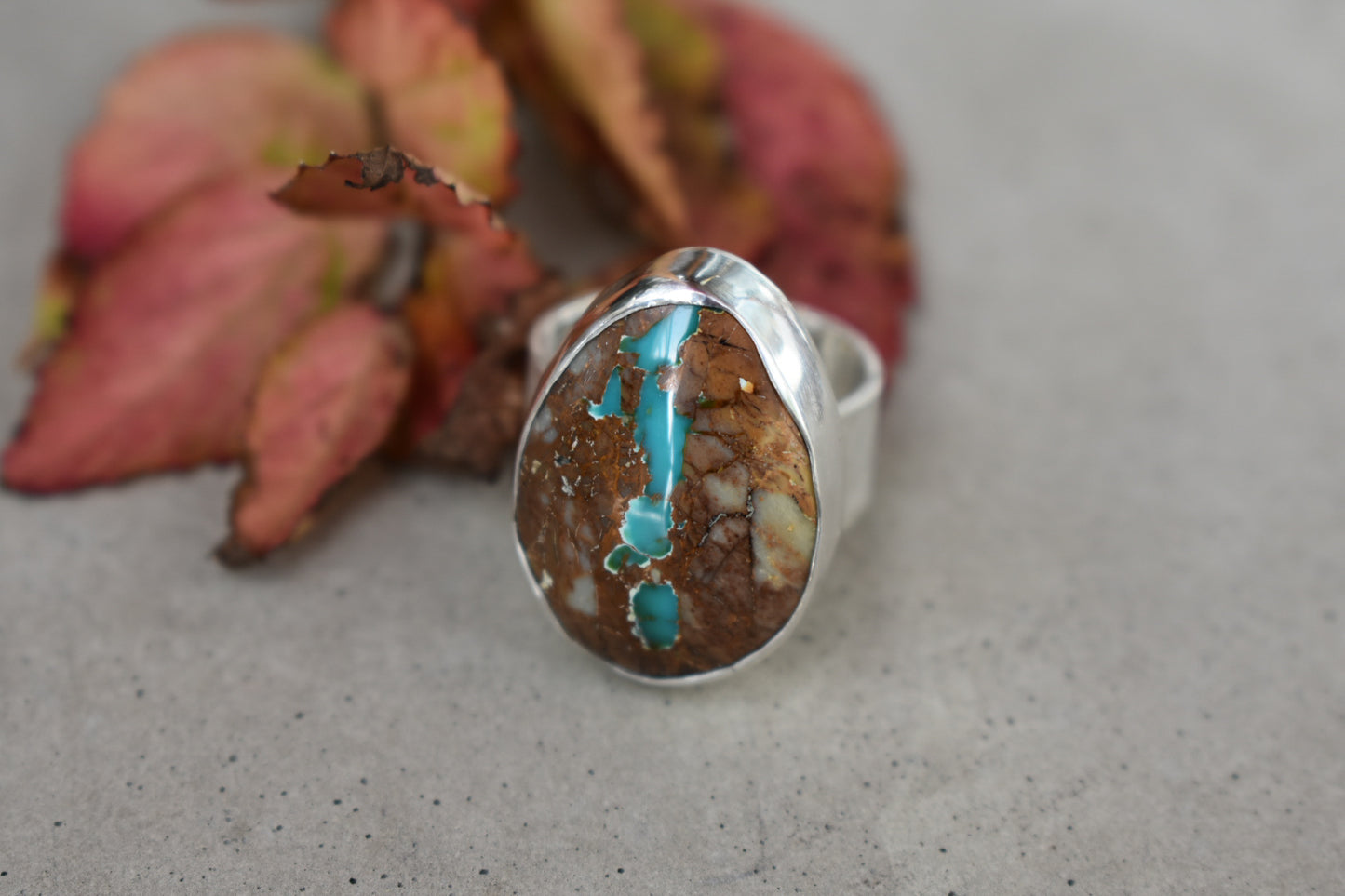 Royston Ribbon Turquoise Tear Shaped Silver Ring