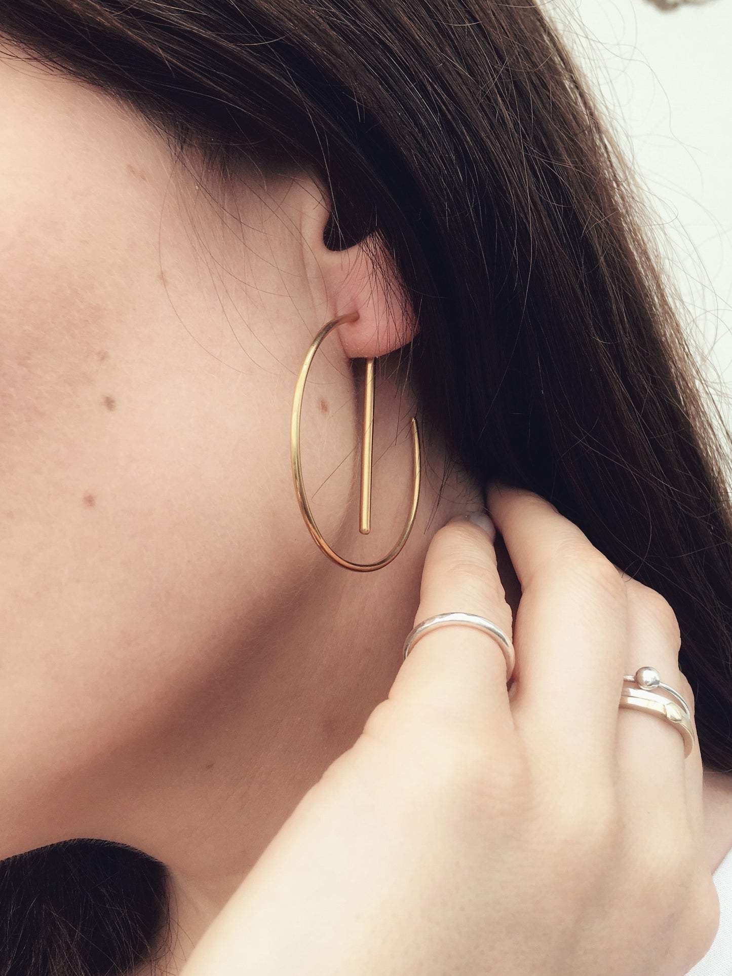 Large gold hoops with jacket bar, Irish earrings, Irish design